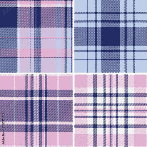 Plaid collection for casual women's fashion pieces. Seamless patterns work for blouses, skirts, dresses, and layering garments.
