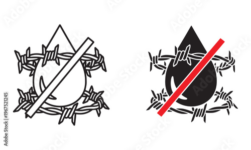 Protect Water Resources Icons in Outline and Solid Black Vector