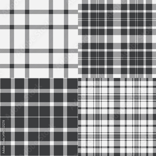 Plaid collection ideal for fashion, decor, print, and web. Coordinated patterns maintain professional-quality aesthetics.