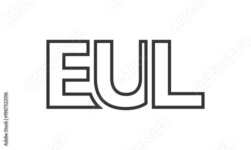 EUL logo design template with strong and modern bold text. Initial based vector logotype featuring simple and minimal typography. Trendy company identity.