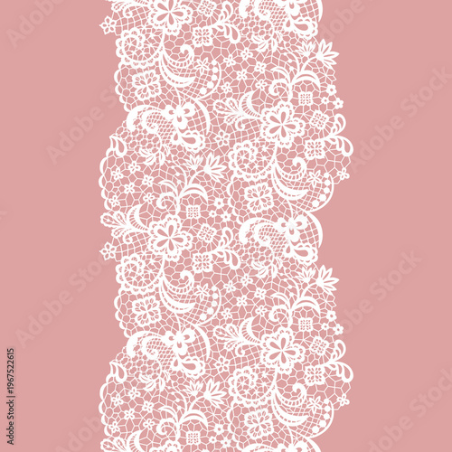 White vintage trim on pink background
