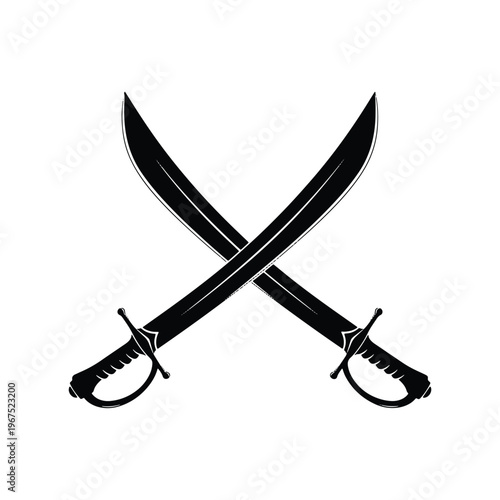 Two swords glyph black icon crossed weapon vector
