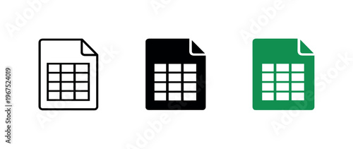 Within accounting workflow context identical spreadsheet document icons appear arranged left to right with consistent grid cell