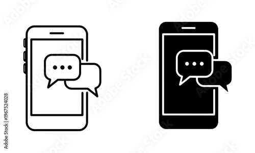 Smartphone with chat bubbles icon. Mobile messaging concept vector 