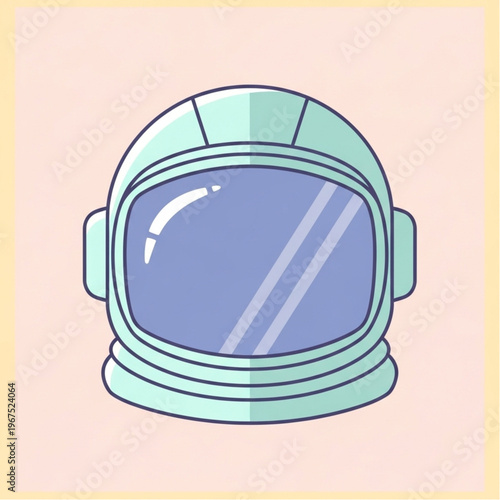 Astronaut Helmet Front View Illustration.