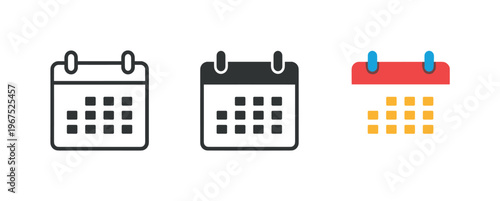 Within digital office workflow context identical calendar schedule icons appear arranged left to right with consistent square
