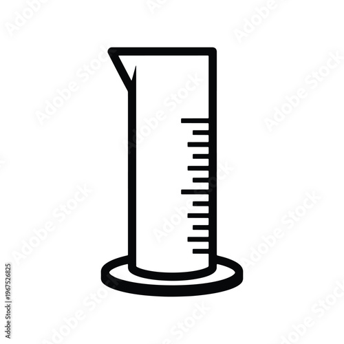 Graduated cylinder line black icon laboratory measurement vector
