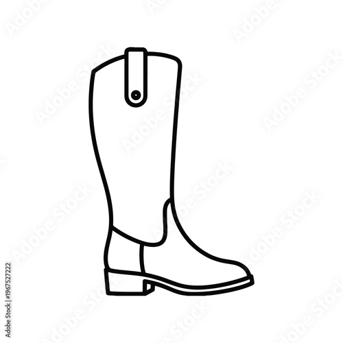 Long boot line black icon fashion footwear vector