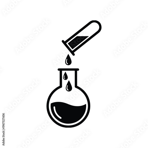 Mixing chemical glyph black icon lab experiment vector