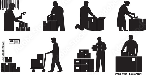 Black silhouette vector illustration set 5 isolated on white background