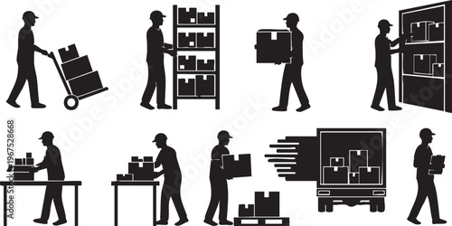 Black silhouette vector illustration set 6 isolated on white background