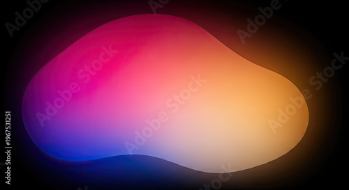 Abstract Colorful Fluid Shape with Vibrant Gradient Colors Glowing on Dark Black Background