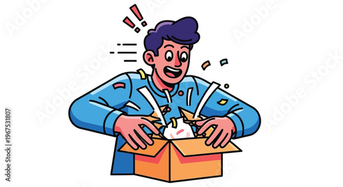 Man excitedly opens box filled with money