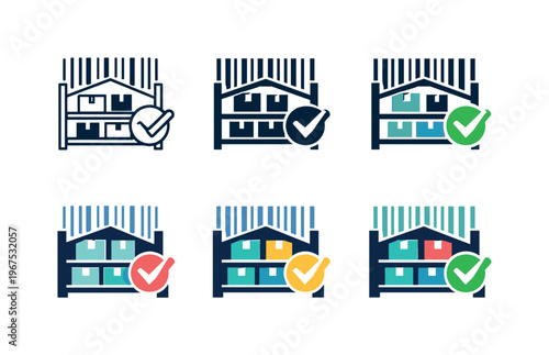 Concept illustrating automated stock supervision through an abstract depot structure merged with barcode lines and a subtle