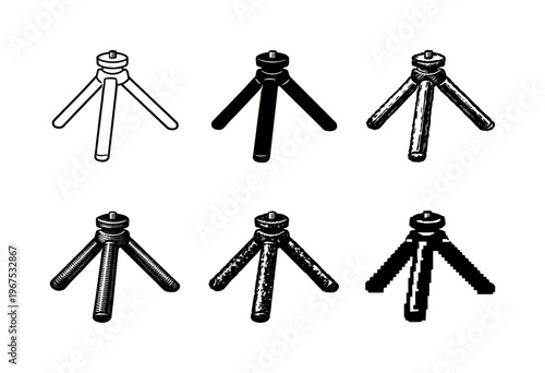 Compact tabletop tripod mini three leg support for small cameras and mobile devices | Create ONE image containing EXACTLY six