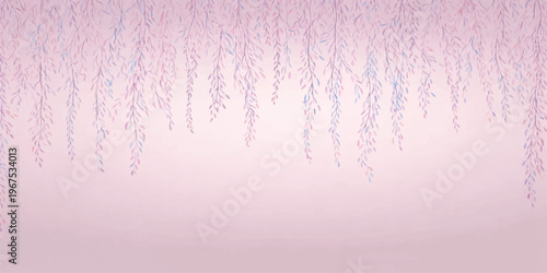 Abstract pink watercolor winter background with snowflakes, soft textures, and festive holiday design elements in blue and purple tones