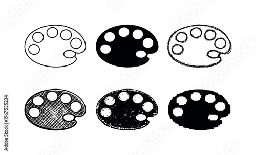 Painter mixing palette with blank circular wells designed for holding and blending art paints | Create ONE image containing