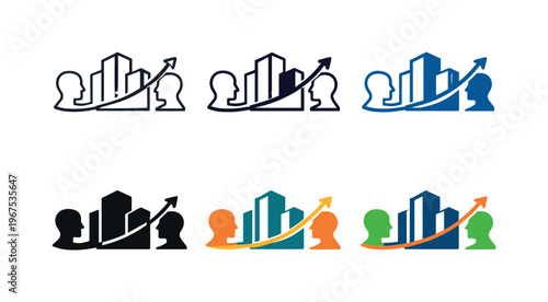 Graphic Corporate Icons. Concept illustrating corporate stakeholder engagement through an abstract building form merged with