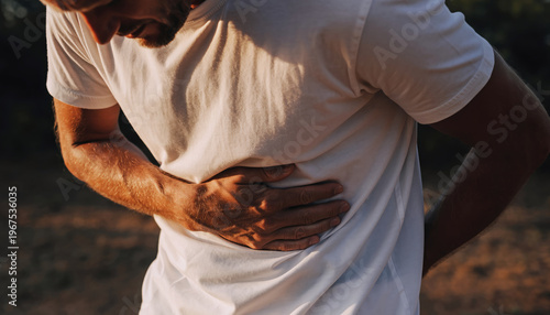 Man suffering from stomach pain