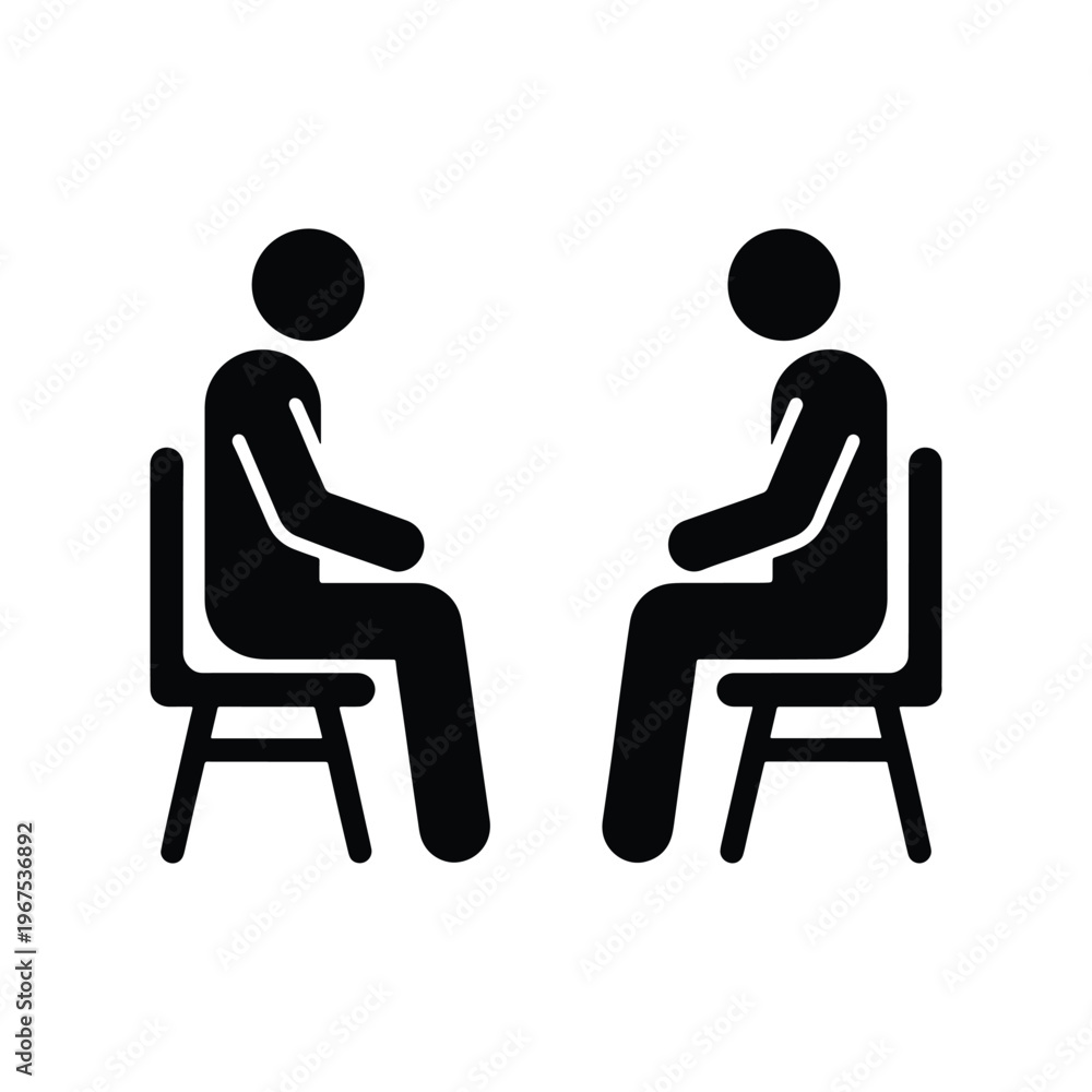 Fototapeta premium Therapy session icon two human figures sitting silhouette