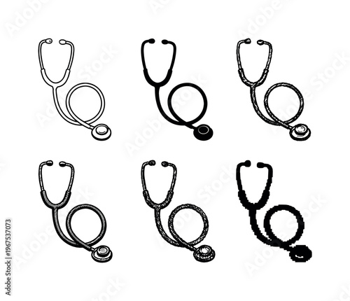 Medical stethoscope with earpieces flexible tubing and chest piece used by doctors to listen to heart and lung sounds | Create