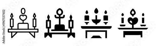 Candlelit dinner icons symbolizing romance and celebration.
