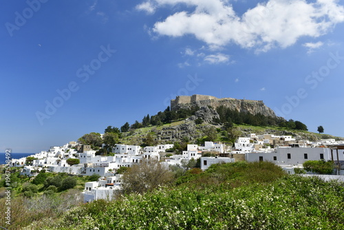 Konstfotografi Lindos Acropolis and town, Rhodes Island, Greece
