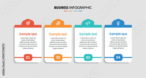 Business infographic design template with 4 options, steps or processes