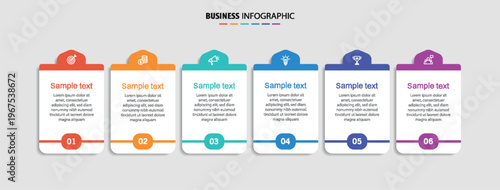 Business vector infographic design template with icons and 6 options or steps