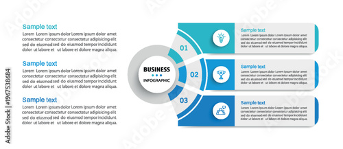 Business infographic template with 3 options or steps