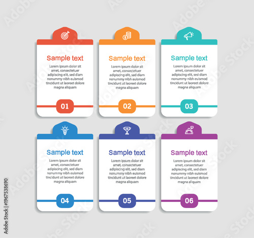 Business vector infographic design template with icons and 6 options or steps