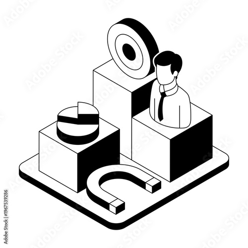 An isometric style illustration showing customer acquisition