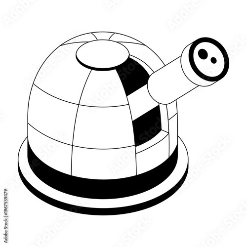 An isometric style illustration showing an observatory