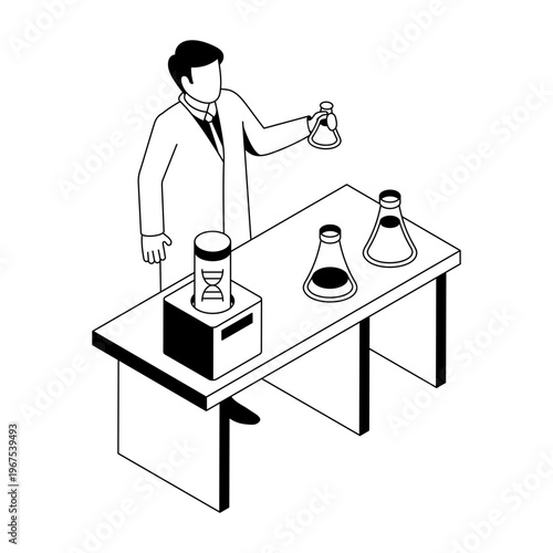 illustration depicting a chemist in isometric style