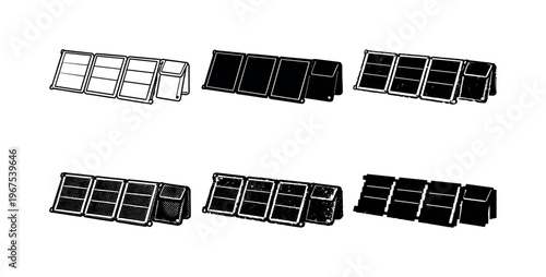 Portable folding solar panel charger with connected panels, used for outdoor camping and emergency power | Create ONE image