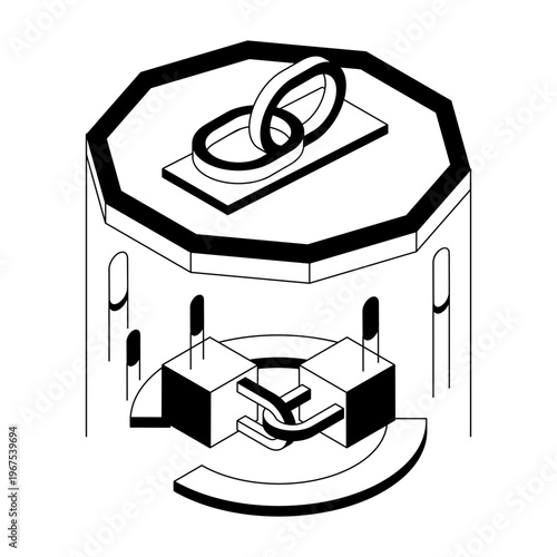 An isometric style illustration showing a blockchain