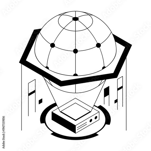 An isometric style illustration showing a dns server