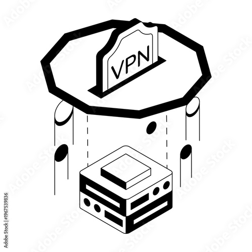 An isometric style illustration showing a private vpn