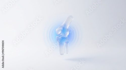 Minimal Illustration of Stylized Human Knee Joint Glowing