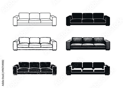 Modern three seat couch with wide armrests and soft cushions, created for lounging in contemporary interiors | Create ONE image