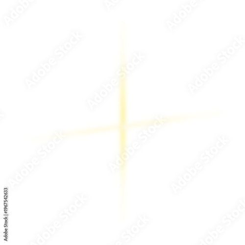 Golden Cross Lens Flare Overlay, Realistic Starry Sunlight Glow