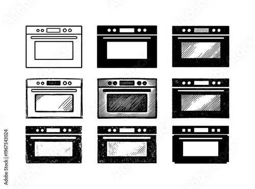 Built in oven appliance with rectangular door window and digital controls, designed for cooking meals at home | Create ONE image
