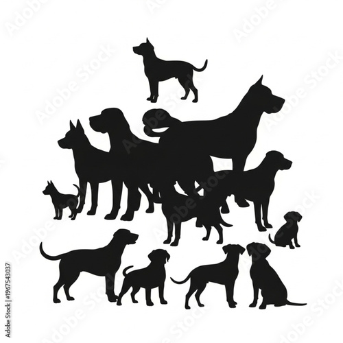 Collection of Various Dog Silhouettes.