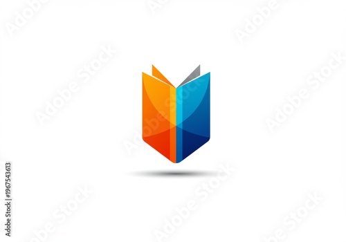Colorful 3D Book Illustration with Gradient.