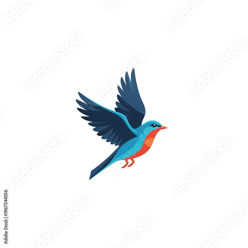 Colorful Bird in Flight Illustration.