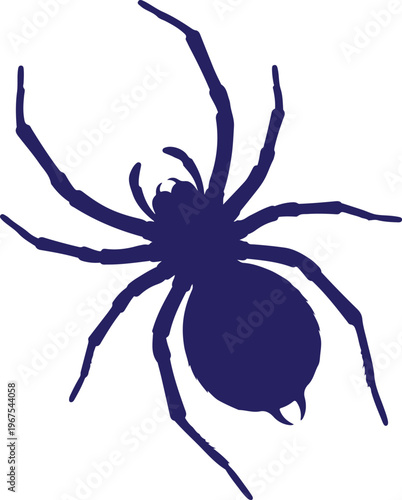 Quadro em tela A dark blue spider on a white background
