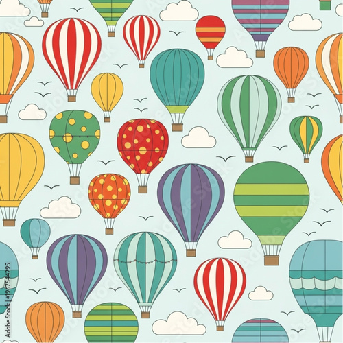 Colorful Hot Air Balloons in Sky.