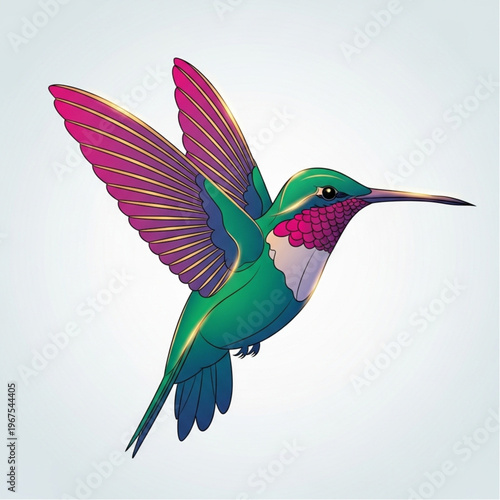Colorful Hummingbird in Flight with Vibrant Feathers.