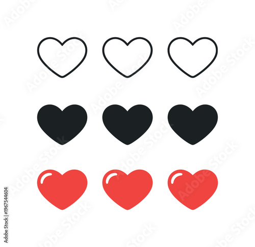 Healthy outcome represented using identical heart icons displayed horizontally, same rounded shapes and proportions repeated