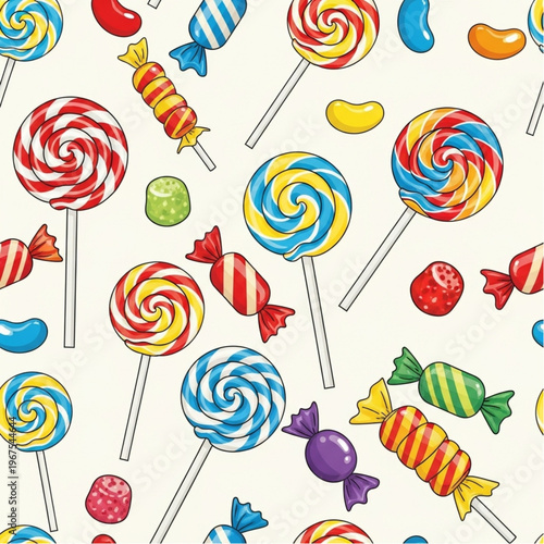 Colorful Lollipops and Sweets Pattern.